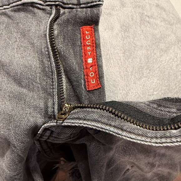 Lucky Brand Gray Jean Shorts with Pink Floyd and Rainbow Accents - Picture 4 of 7